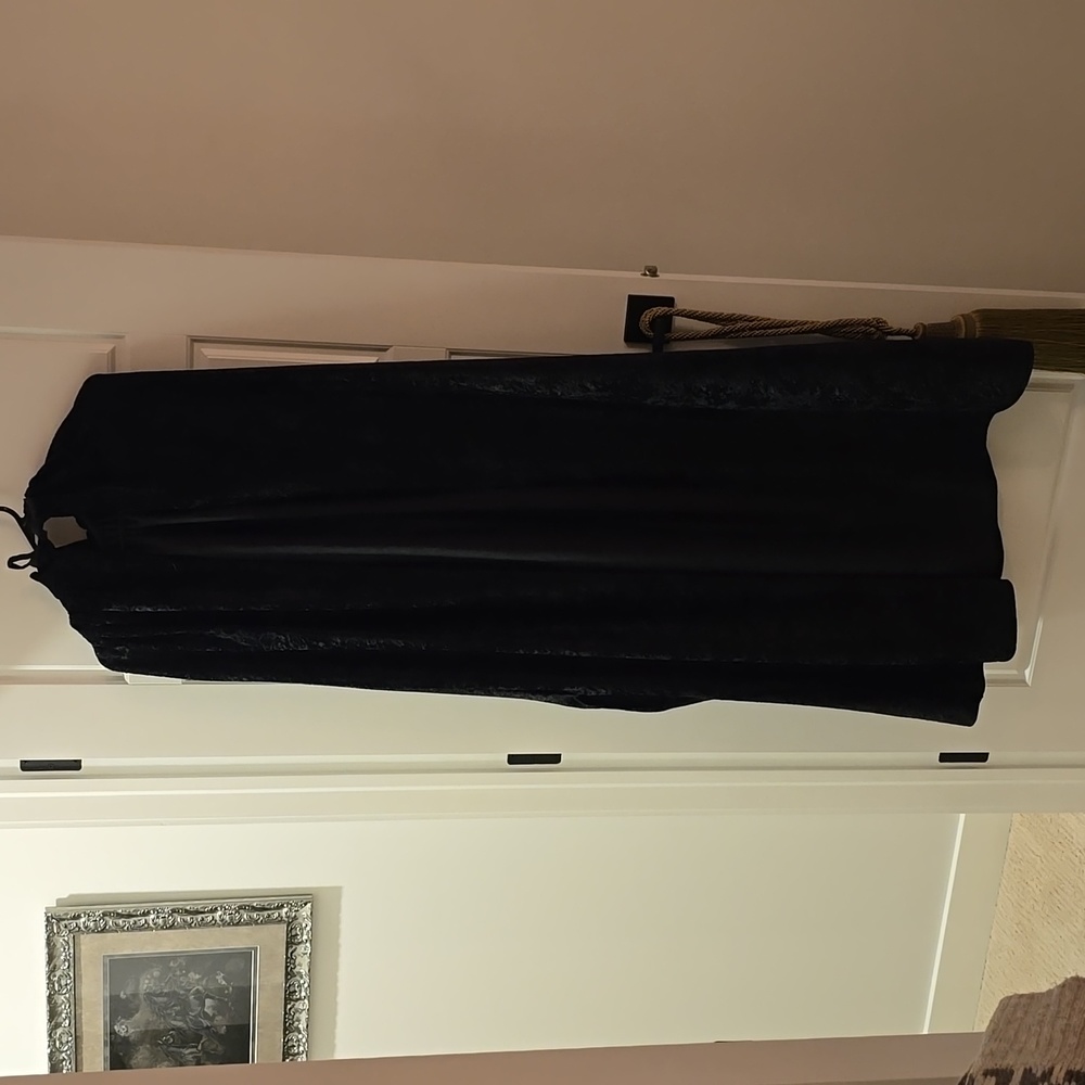 Very long Velvet Black Cloak with Hood